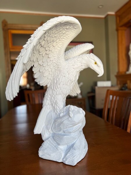 Alabaster Bald American Eagles marble white sculpture solid architectural glass eyes